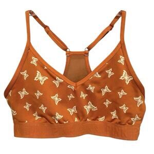 Pink Victorias Secret Womens Y2K Butterfly Bralette Medium Orange Mesh Racerback